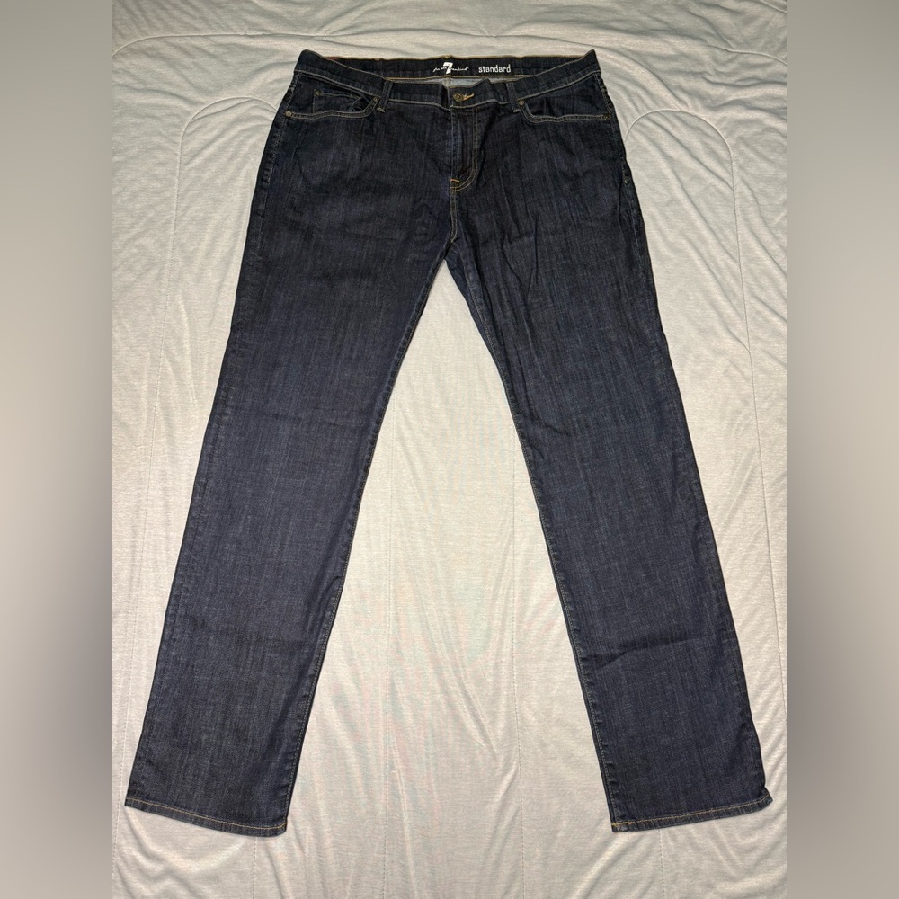 7 For All Mankind Standard Fit Dark Wash Blue Denim Jeans Size 40